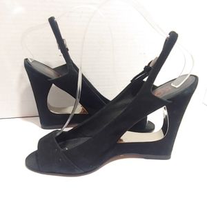 Kors by Michael Kors black suede wedge slingbacks
